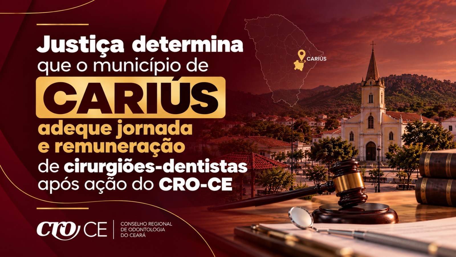 Justiça determina que o município de Cariús adeque jornada e remuneração de cirurgiões-dentistas após ação do CRO-CE